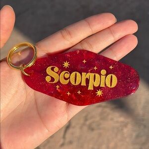 Scorpio Red and Gold Keychain